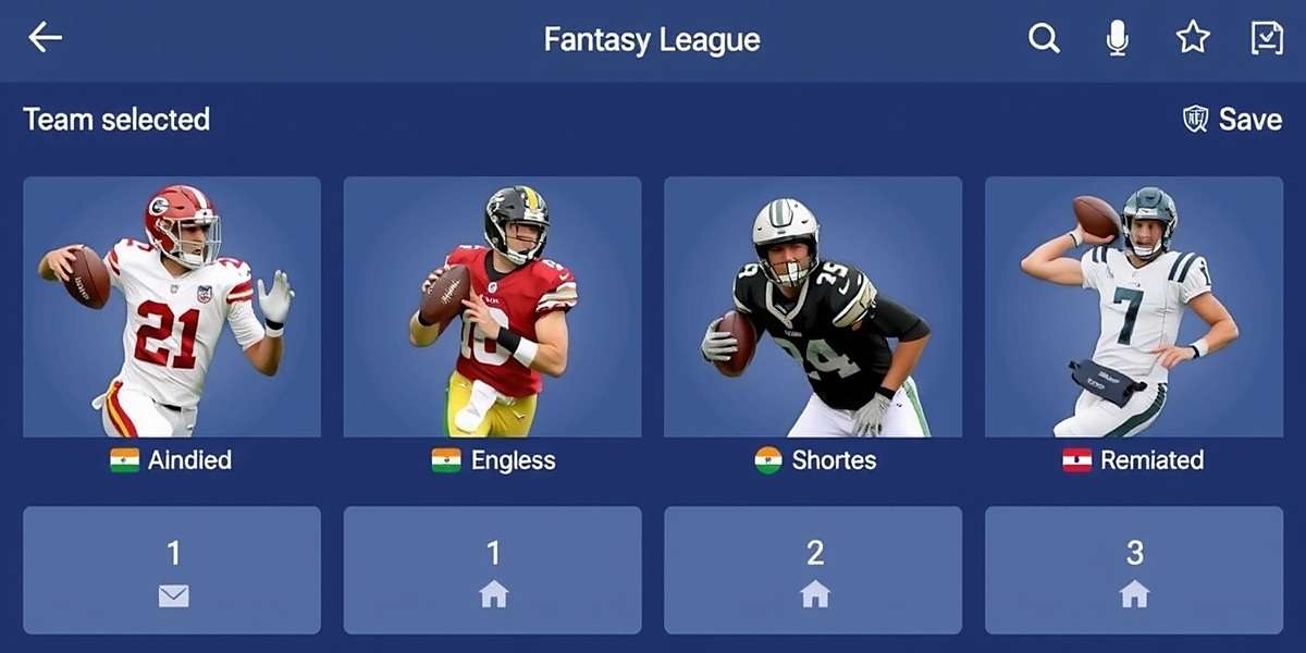 NFL India Fantasy League - Official App Interface NFL India Fantasy League app interface showing team selection screen with American football players and Indian-themed elements